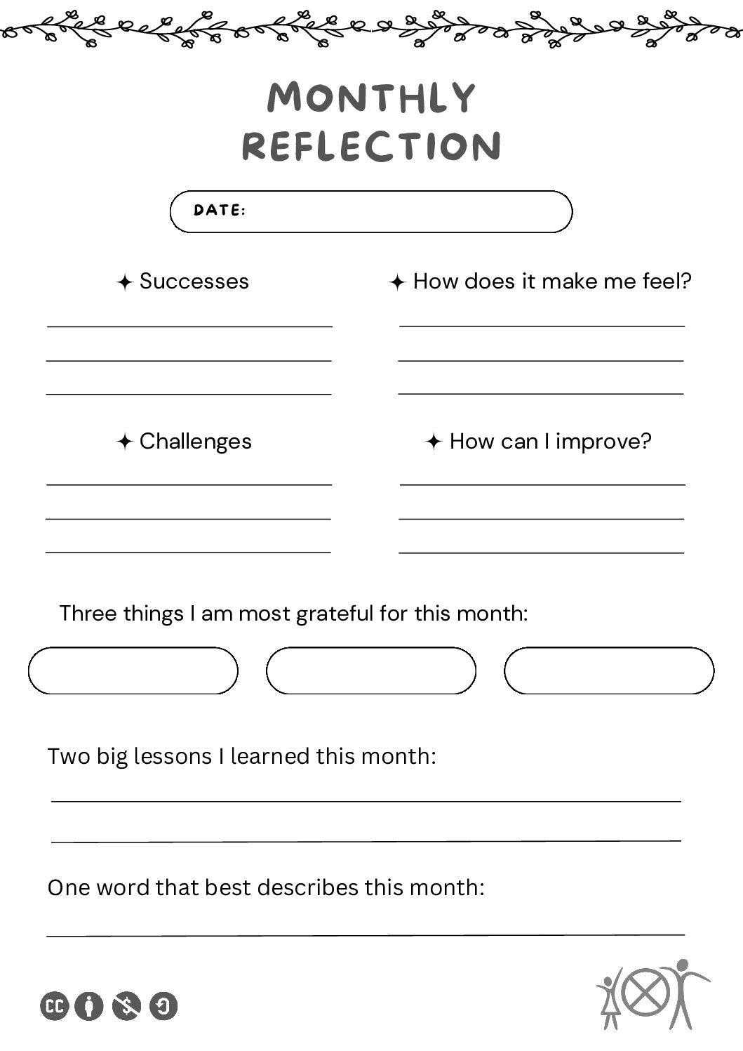 NEW Monthly Reflection (RH Worksheet) Monthly Reflection