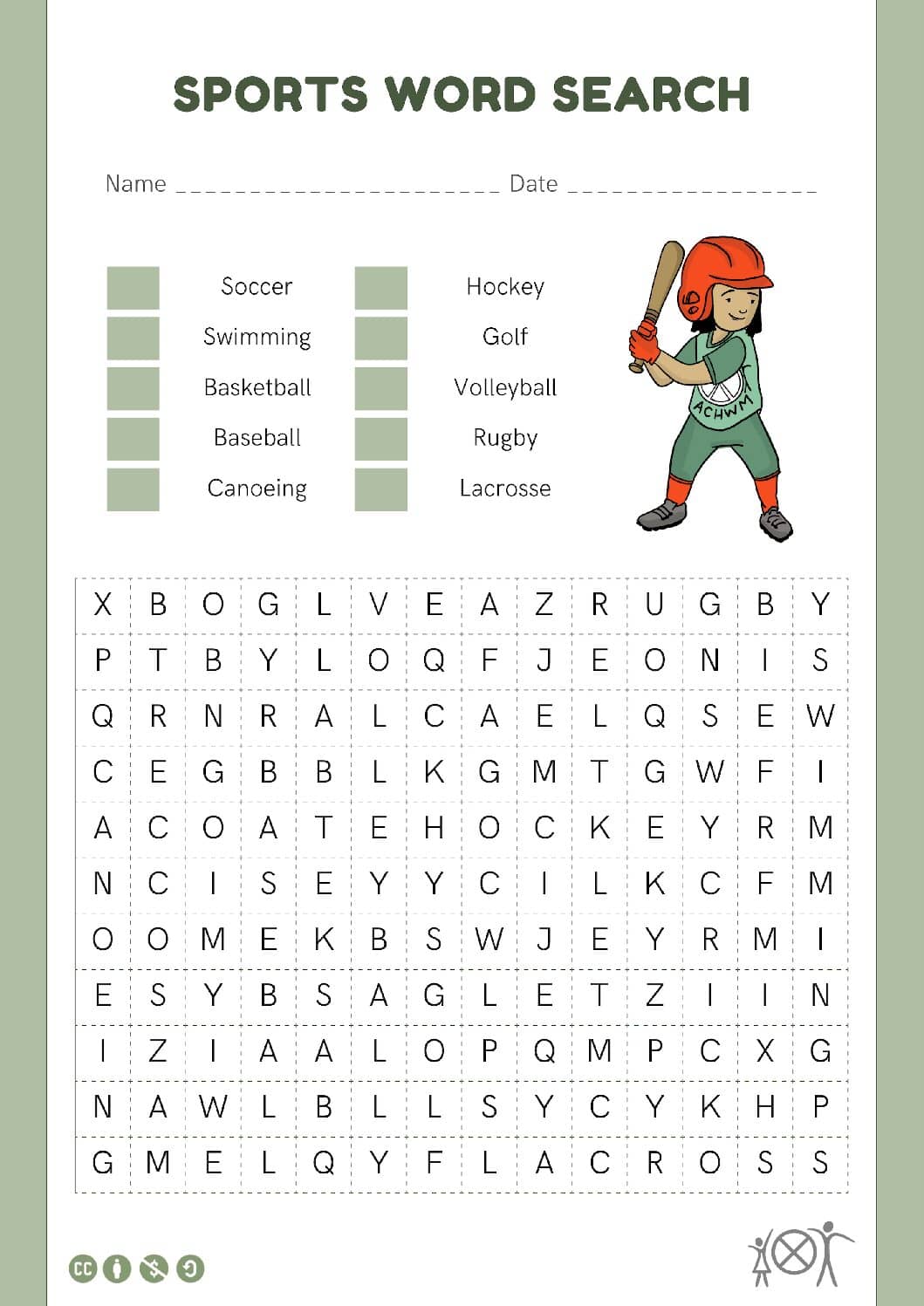 NEW Sports Word Search (RH Worksheet) Sports Word Search