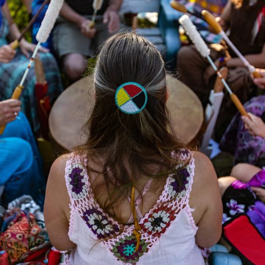Sacred drums during spiritual singing.