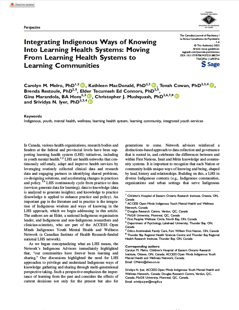 Berrypicking paper Screenshot Integrating Indigenous Ways of Knowing Into Learning Health Systems: Moving From Learning Health Systems to Learning Communities